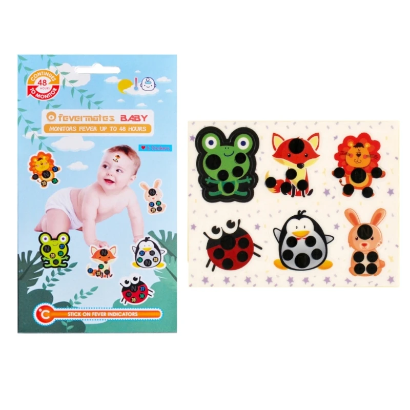 

Cartoon Stick-On Fever Stickers Accurate Forehead Fever Patch Continuously Fever Temperature Monitoring