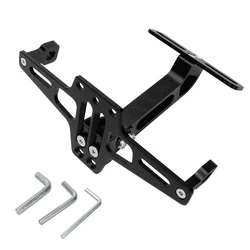 Universal Aluminum Alloy Motorcycle Rear License Plate Bracket Holder - Sleek Motor Modification Accessory (Black)