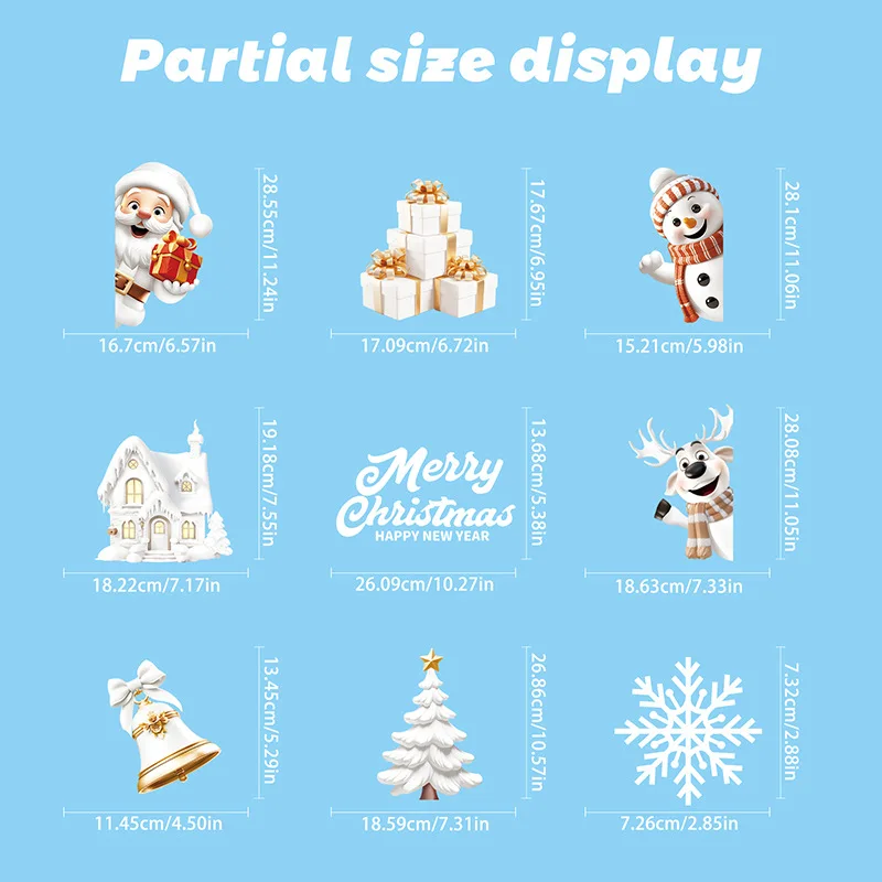 9pcs/set Christmas Window Stickers Santa Claus Xmas Tree Snowflake Glass Decal 2024 Navidad Home Decoration 2025 New Year Gifts - Image 6