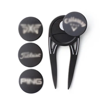 Golf Divot Repair Tool with Ball Marker – Durable Metal Greens Fork 1