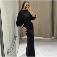 Women Backless Sequin Patchwork Maxi Dress Elegant Wide Sleeve Long Gowns Feminine New Fashion Evening Party Daily Robes - Image 4