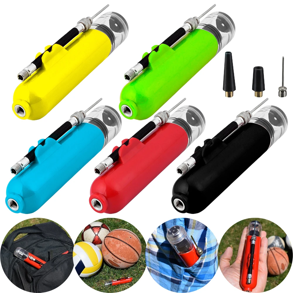 Air Pump Basketball Inflator Black/Red/Yellow/Bule/Green Mini Ball Pump Needle Nozzle Portable Sport Balls 100g