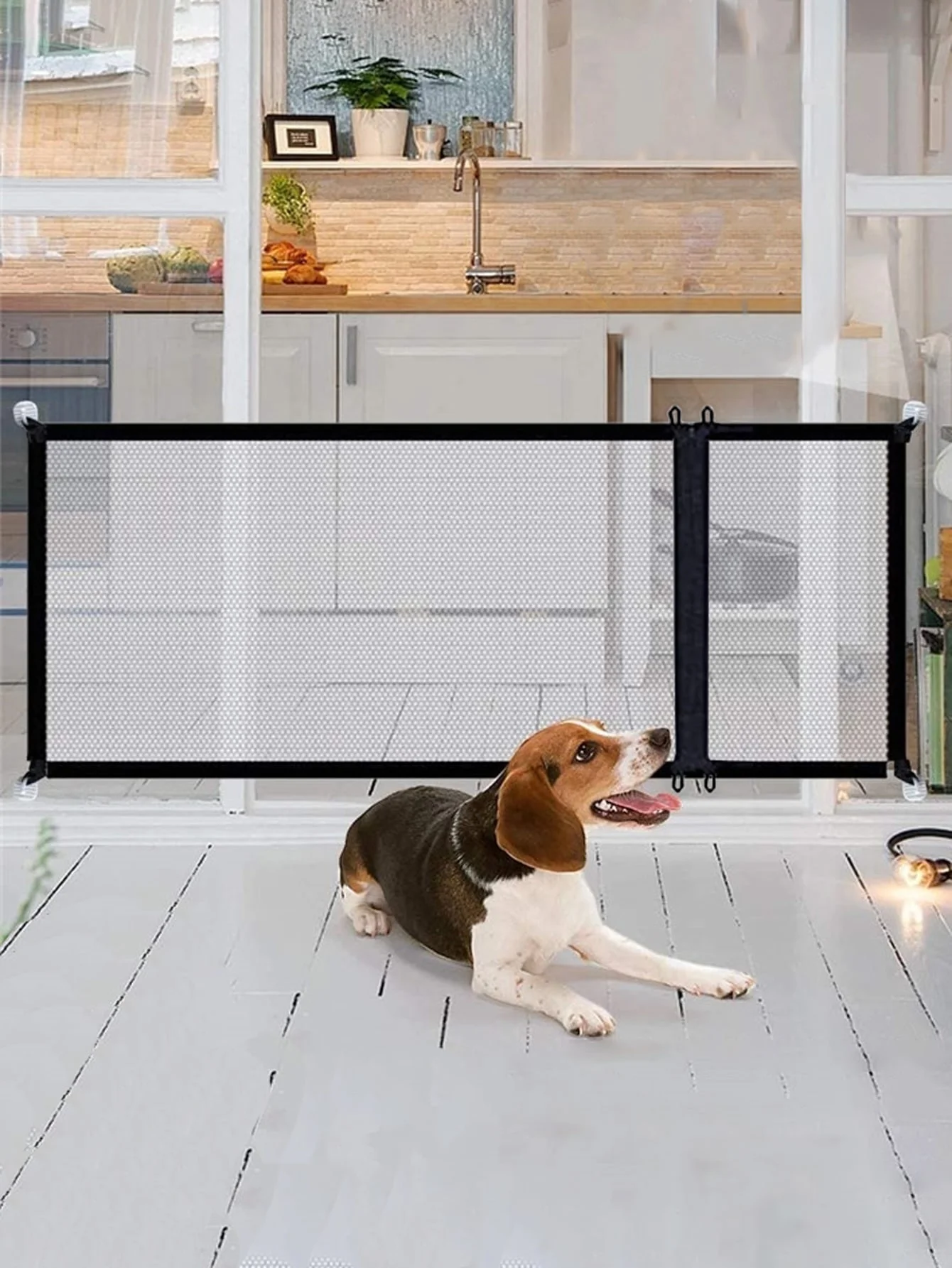 1pc-Pet fence, isolation barrier, convenient foldable with zipper-safe, tear resistant, staircase protective net, black