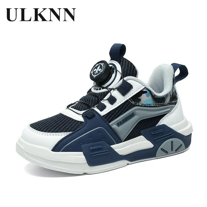 Children Buttons Blue Casual Shoes Kid's Gray Flat Shoes Boy Students New Fashion Buttons Classic Sneakers Basketball Shoes