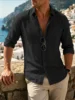 Light Long-Sleeve Linen Shirt Essential Breezy Beach-Commute Top