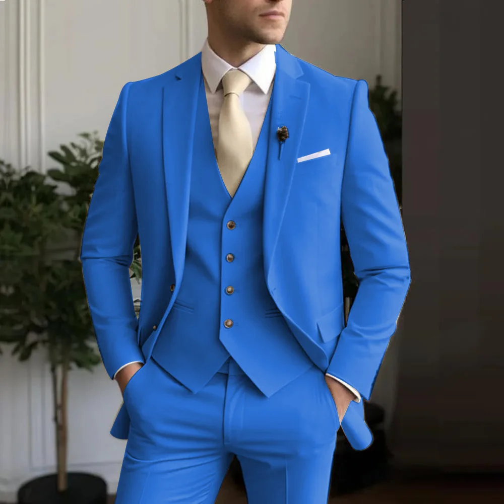 Men's White/Black Terno Suit with Notch Lapel 3-Piece Wedding/Business Man Clothing(Jacket Pants Vest)for Home Party Occasions