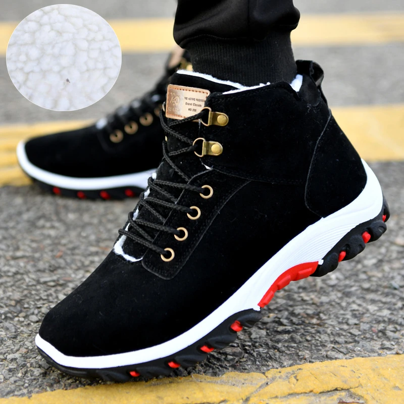 

Winter Men Boots New Warm Shoes Anti Slip Snow Boots Plush Casual Shoes Fashion Black Cowboy Boots Men Shoes
