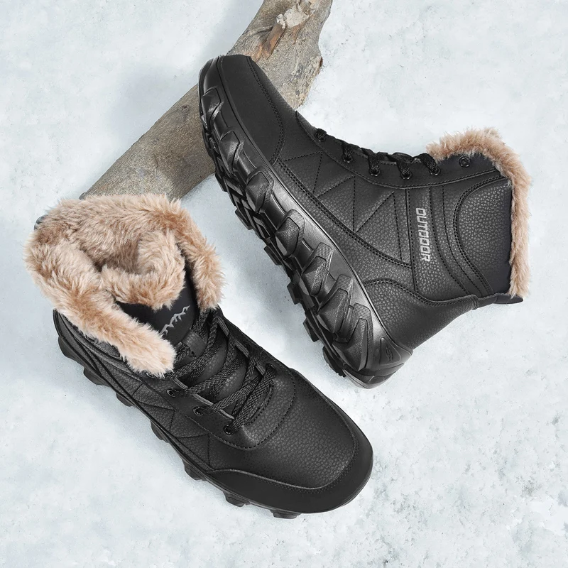 

Fujeak New Fashion Snow Boots Men's Winter Plush Thickening Warm Cotton Boots Outdoor Male Hiking Shoes Non-slip Sport Shoes