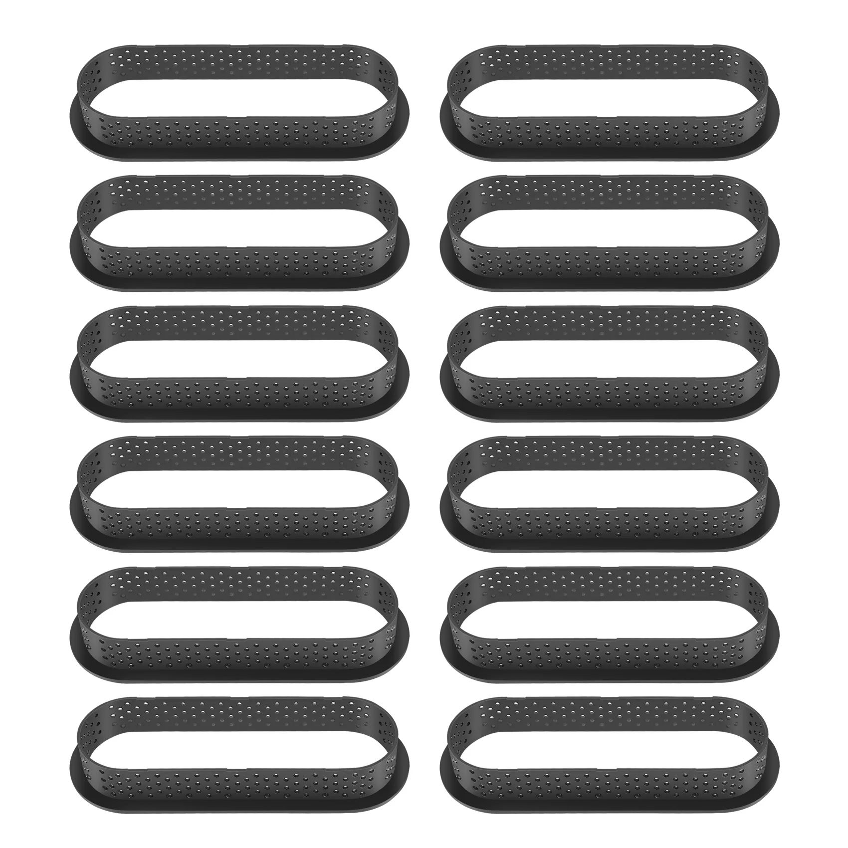 12 Pieces Oval Tart Rings Heat-Resistant Perforated Cake Mousse Ring Non Stick Bakeware Tart Mini Cake Mold Rings