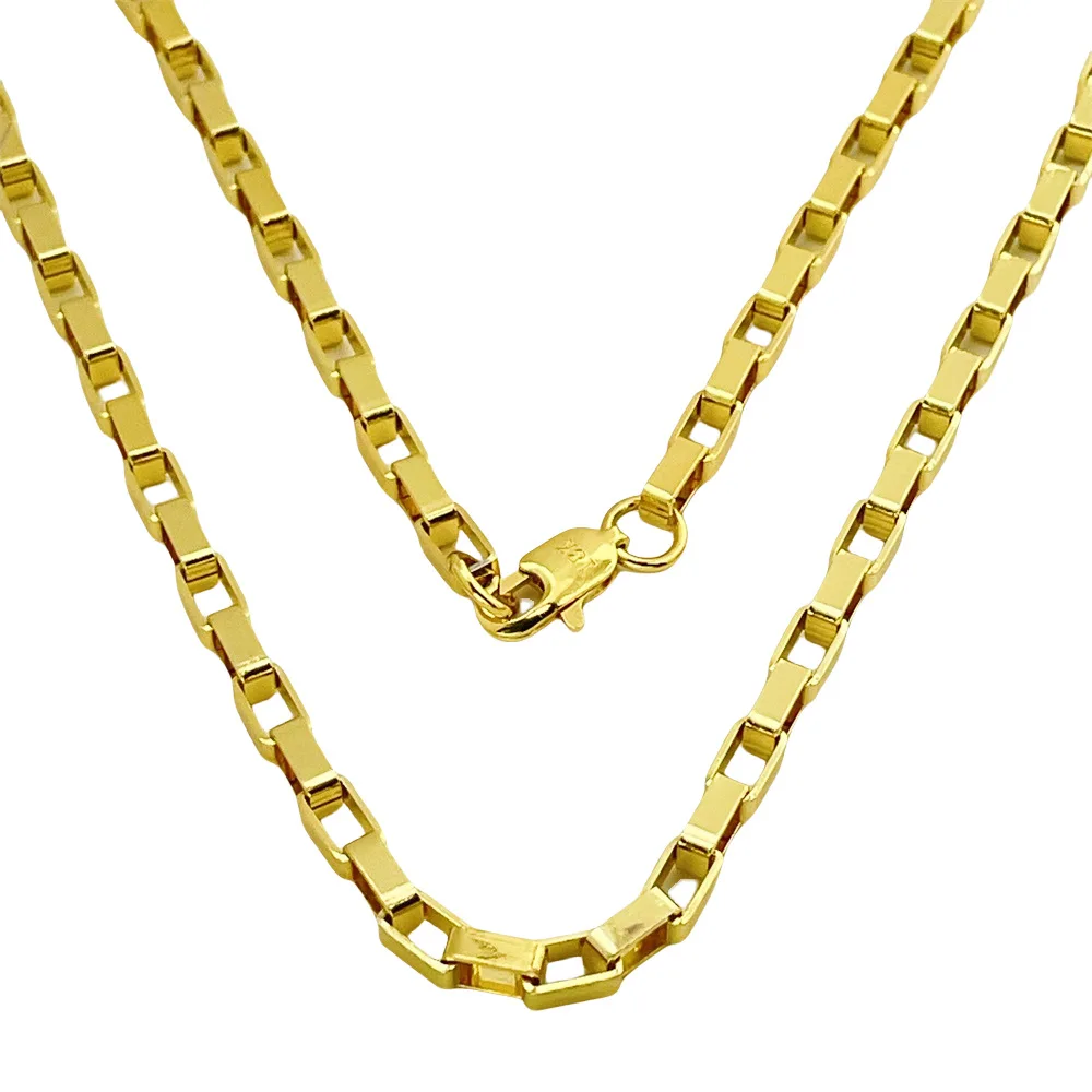 Luxo 24k 9999 ouro puro ouro real masculino e feminino colar