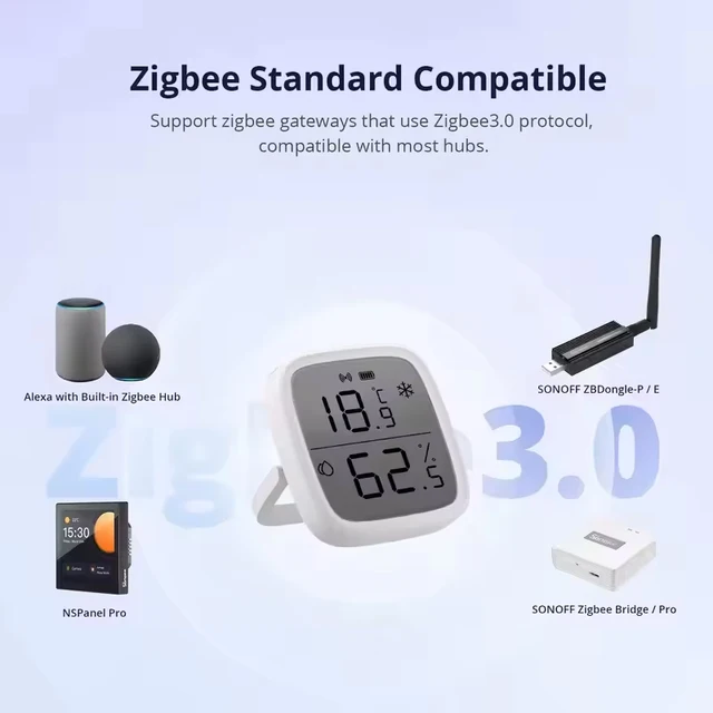 SONOFF SNZB 02D Zigbee Temperature Humidity Sensor with LCD Screen for EWeLink SONOFF ZigBee Bridge Alexa Google Home Alice 5