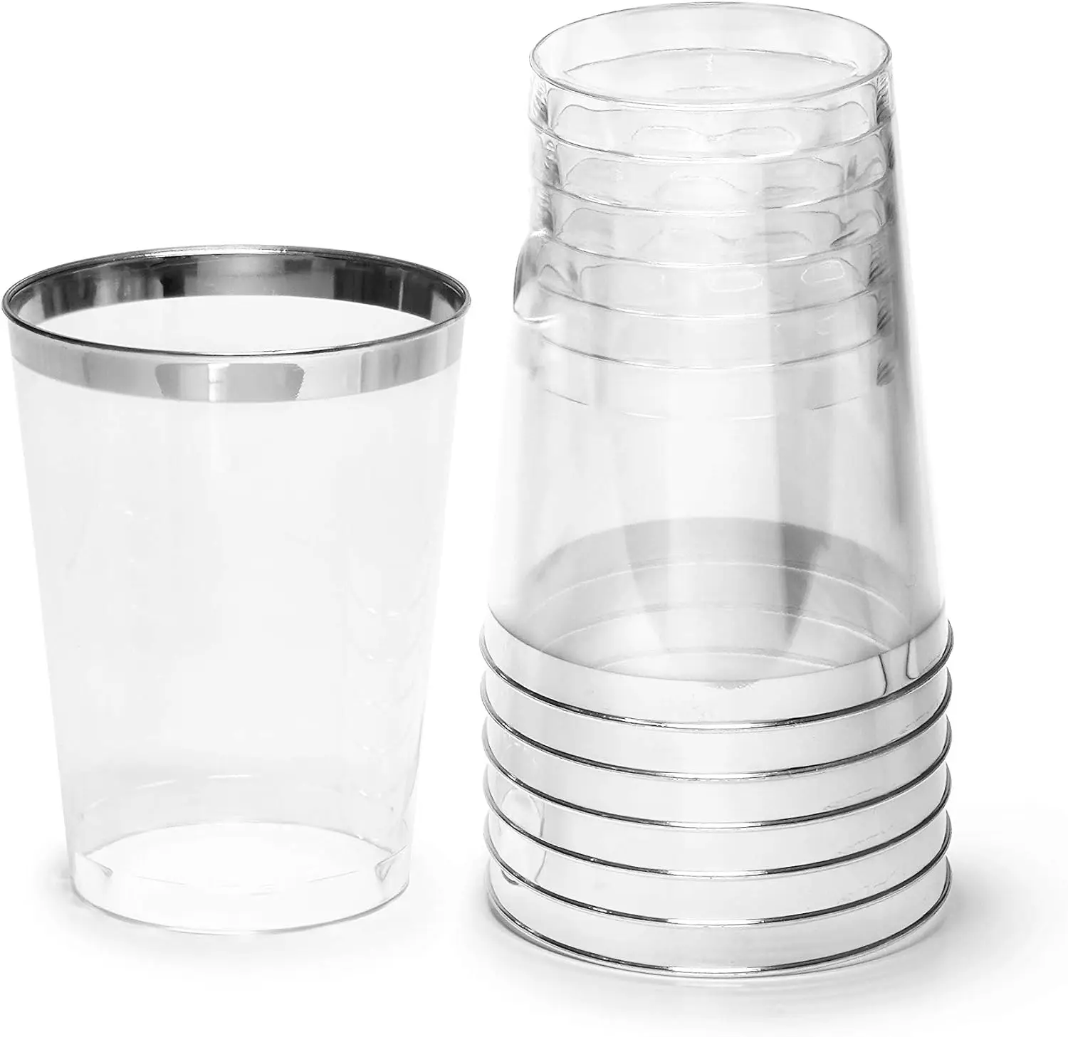 Heavyweight Wedding Party Disposable Plastic Plate Set -120 x 10.5'' + 120 x 7.5'' +Silver