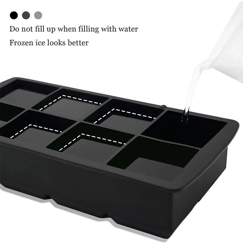 4/6/8 Grid Silicone Ice Cube Tray Big Ice Cube Mold Square Maker Food Grade Reusable Mould Whiskey Mold
