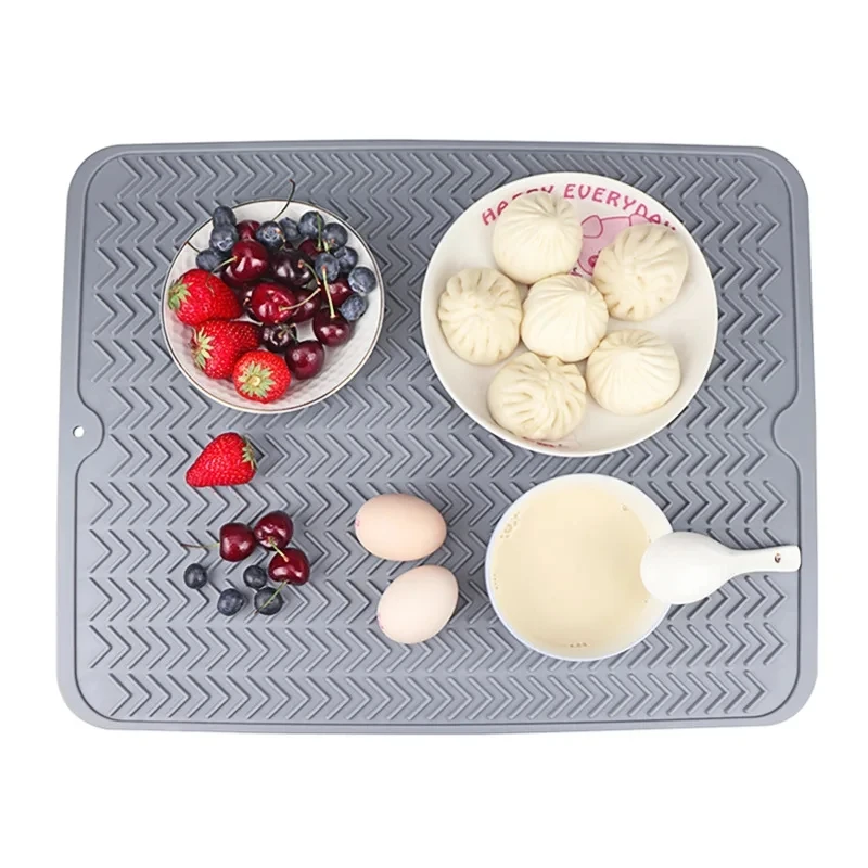 

Silicone Square Table Mats Kitchen Accessory Pads 50x40cm Drying Heat-Resistant Tableware Dish Cups Dinnerware Non-Slip Placemat