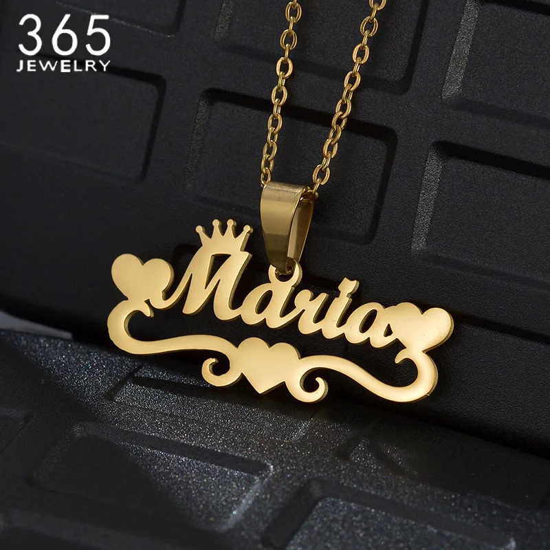 

Custom Name Necklace Stainless Steel Crown Chain For Women Personalized Pendant Jewelry Baby Birthday Gift Customized Men Choker