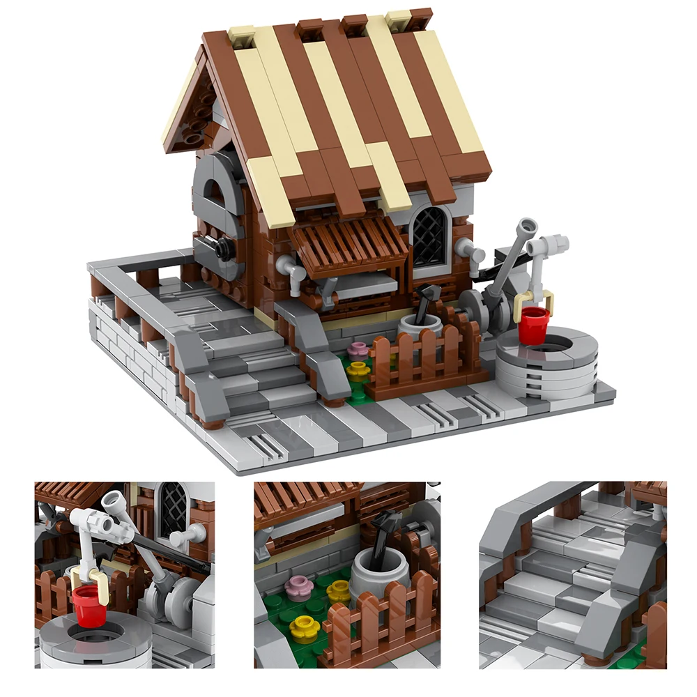 MOC5018 Military Series Medieval Cottage Chalet Brick Compatible Building Block Toys For Children Birthday Gift Construction DIY