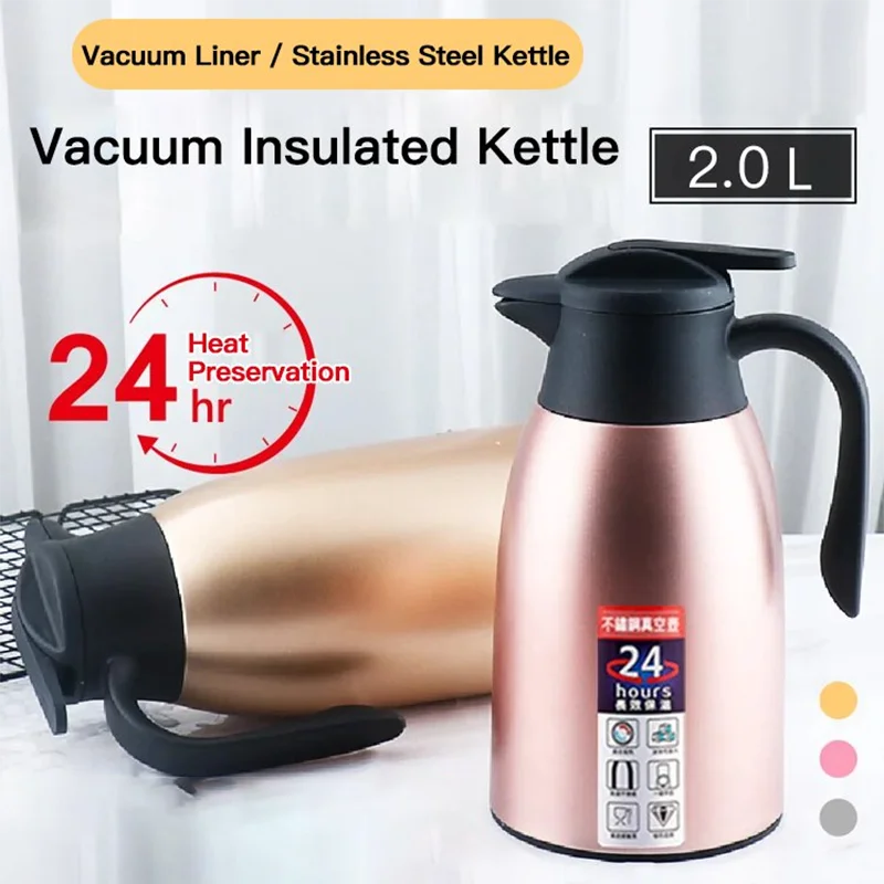Stainless Steel Cup Xiaomi 2L Thermal Coffee Bottle Vacuum Flasks Office Hot Coffee Thermos Insulation