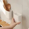 Bathroom waterproof wall-mounted toothbrush holder without punch Comb makeup brush plastic case household items 5