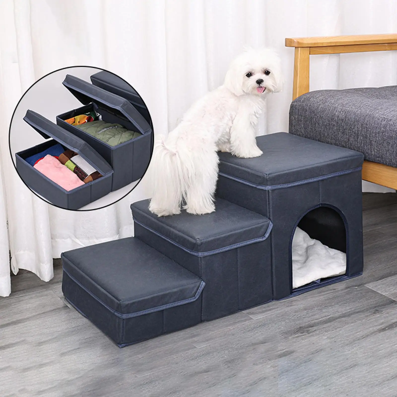 Escalones plegables cama de escalada cómoda, escaleras para perros pequeños - AliExpress