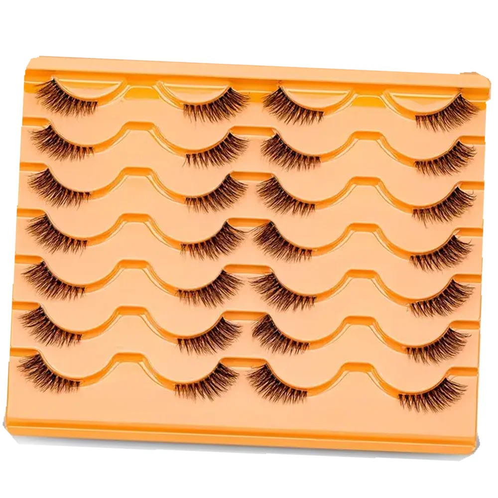 14 Pairs Of Semi-eye False Eyelashes Transparent Eyelashes Natural Slender Crossed Fluffy Curled Eyelash Extension For Daily