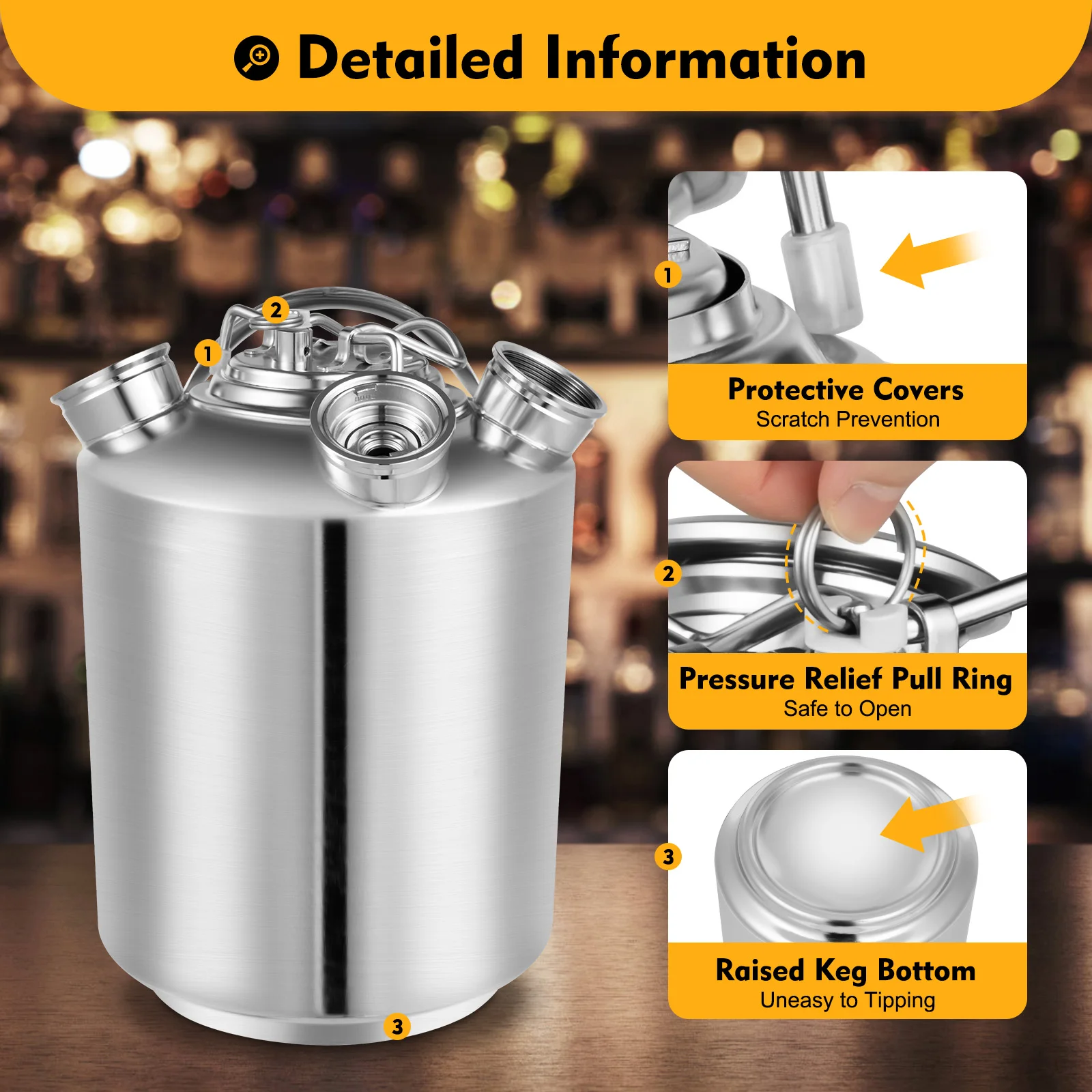 Bier-Reinigungsbehälter 10L Edelstahl Bierfass Gekühlter Thermostatischer Behälter für Familienfeiern/Picknicks – Detail 5