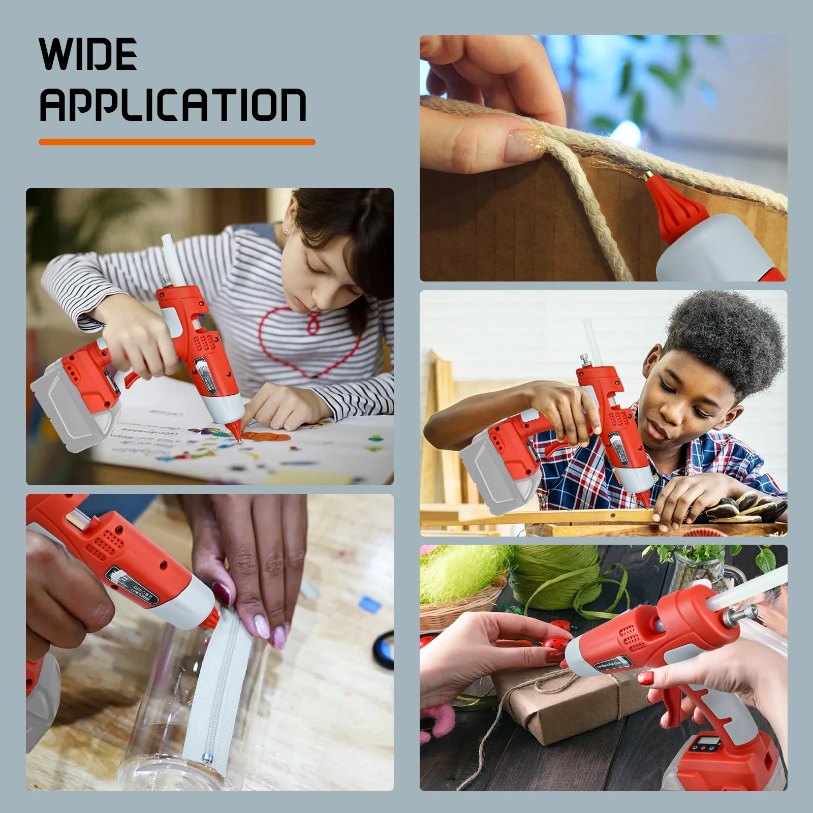 100W Cordless Hot Glue Gun 0-220℃ Digital Temperature Adjustable 10pcs 11mm Sticks For Milwaukee 18V Battery