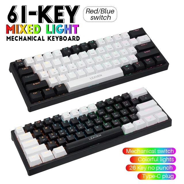 Teclado con cable para juegos, Mini teclado ultracompacto con  retroiluminación RGB, resistente al agua, pequeño y compacto, 61 teclas,  para PC/Mac - AliExpress