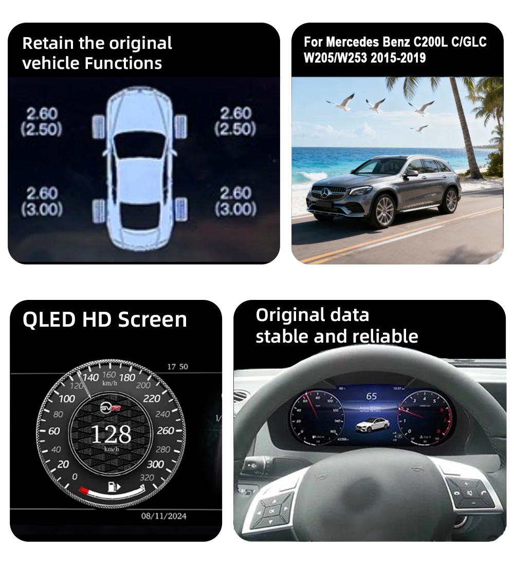 Digital Instrument Cluster For Mercedes Benz C200L C/GLC W205/W253 2015-2019 Spe