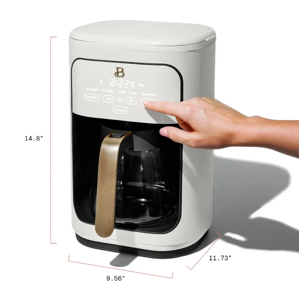 New Beautiful 14-Cup Programmable Drip Coffee Maker with Touch-Activated Display, White Icing by Drew Barrymore