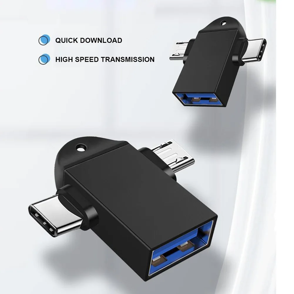 Two In One OTG Adapter USB 3.0 Female To Micro USB Male and C Male Connector Aluminum Alloy on The Go Flash Disk Converter