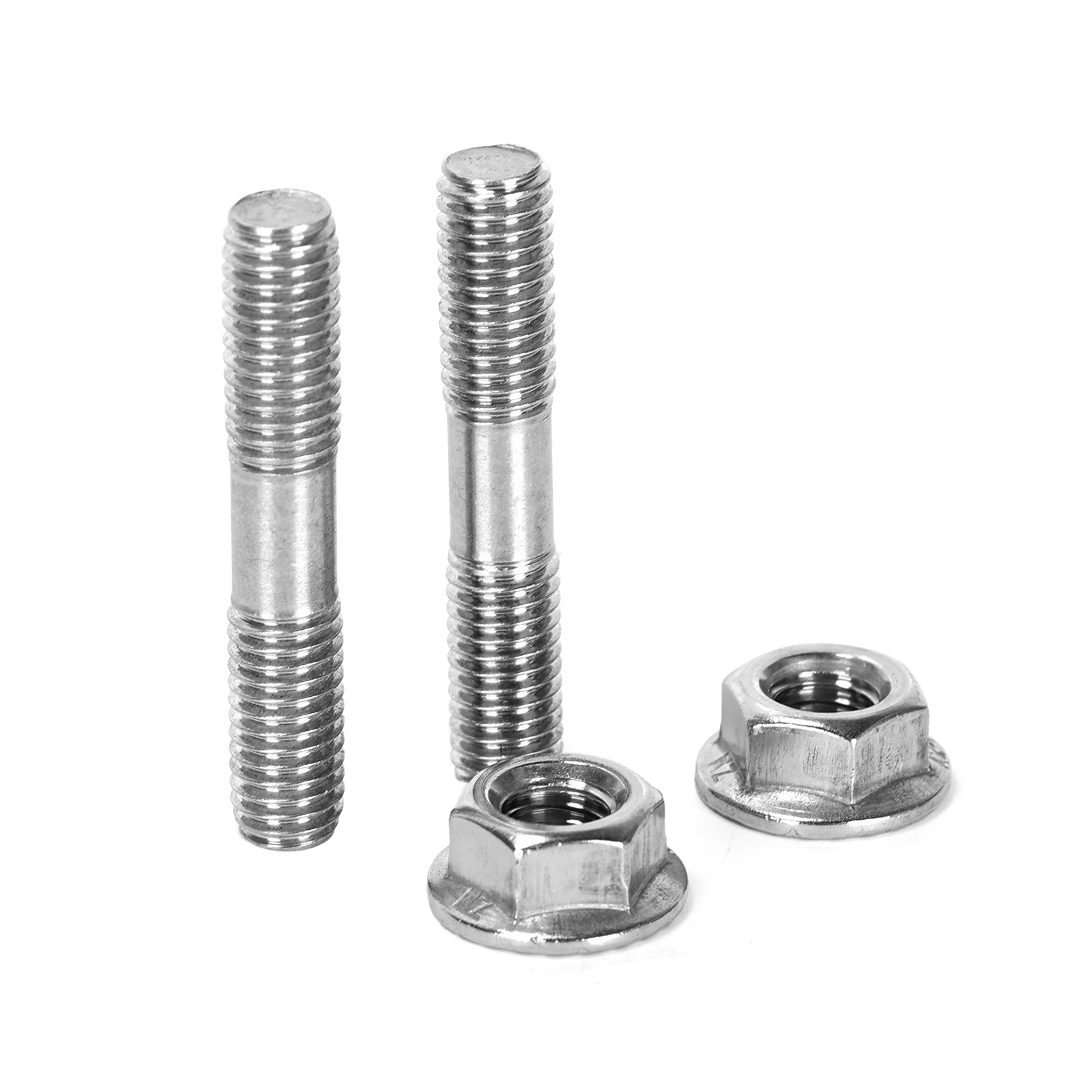 10Sets 304 Stainless Steel Double End Threaded Bolt Nuts Assortment Kit, M8 x1.25 Exhaust Manifold Hardware Kit