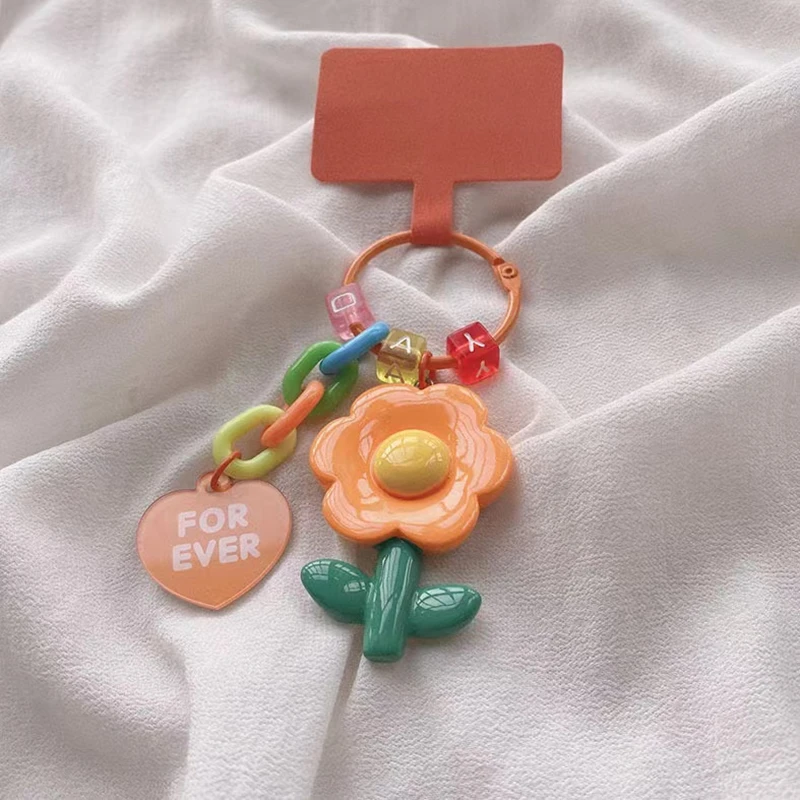 Korean Cute Flower Hanging Phone Chain Case with Anti-Lost Strap