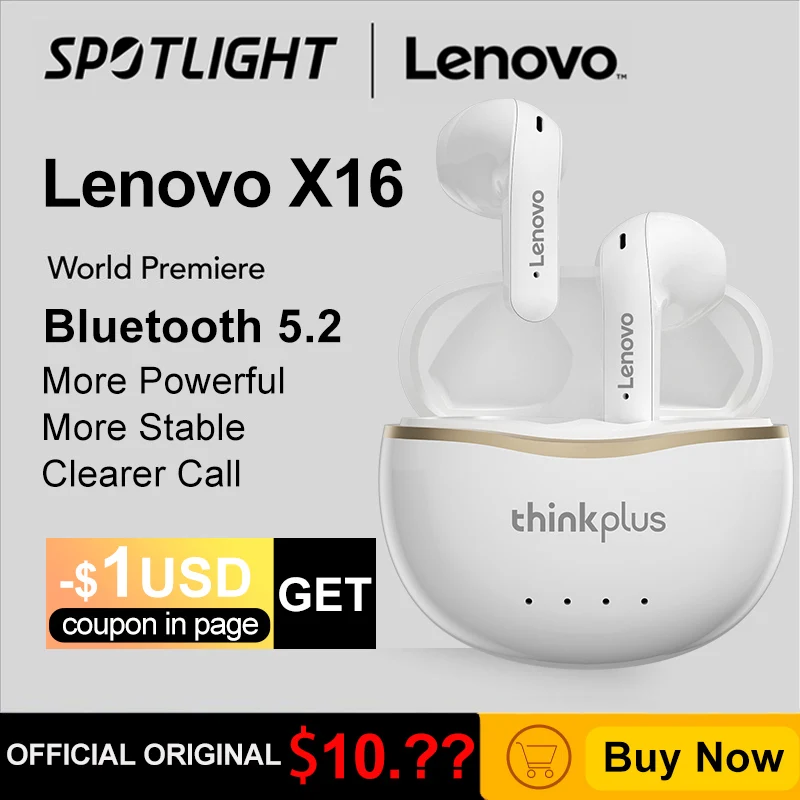 Lenovo X16 Wireless Fone Bluetooth Earbud HiFi Music Earphone With Mic  Auriculares Headphones Sports Headset 300mAh Charging Box