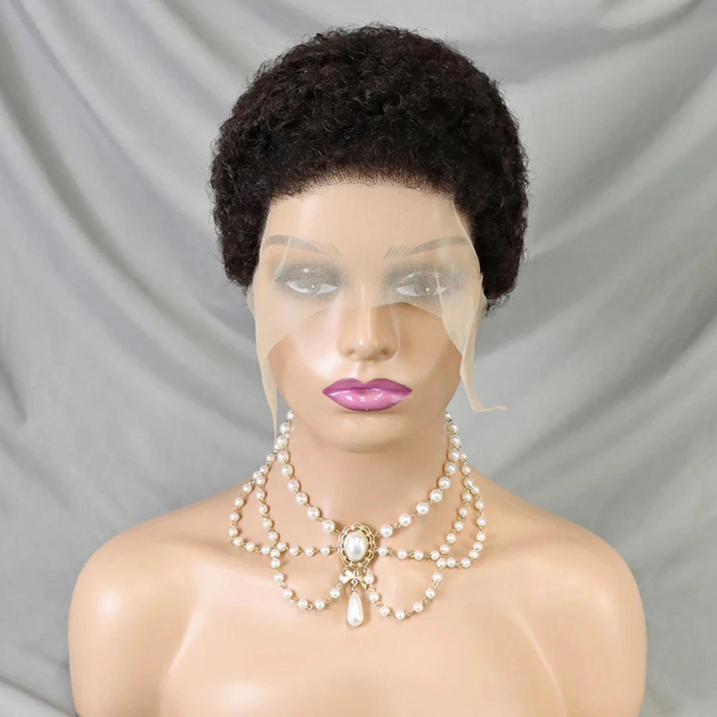 Human Hair Wig Lace Front Wig Human Hair Wigs Front Lace Wig 200% Density Afro Kinky Curly Human Hair Wigs HD 13x4 Lace Frontal Short Hair Wigs Natural Short Brazilian Remy Human