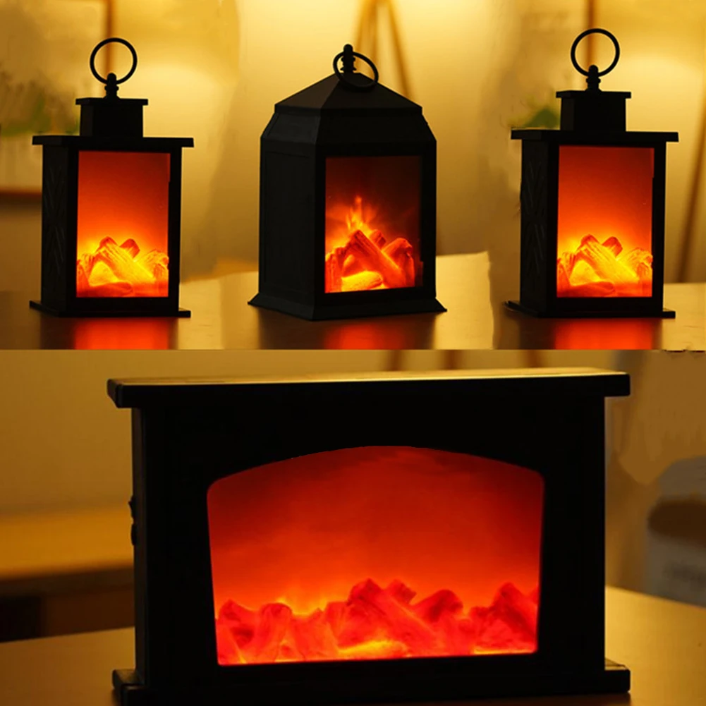 

Fireplace Night Light Simulation Flame Wind Lanterns Decorative Flameless Lantern Lamp For Celebrations Weddings Parties