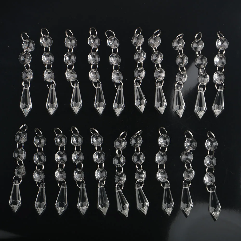 20pcs Clear Chandelier Icicle Crystal Prisms 38mm Chandelier Crystals Replacement,Crystals for Chandeliers with Beads for Window