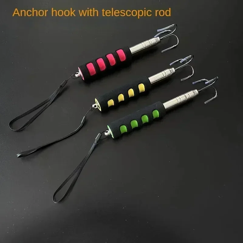 1PCS Stainless Steel Telescopic Fishing Gaff Triple Hook Sea