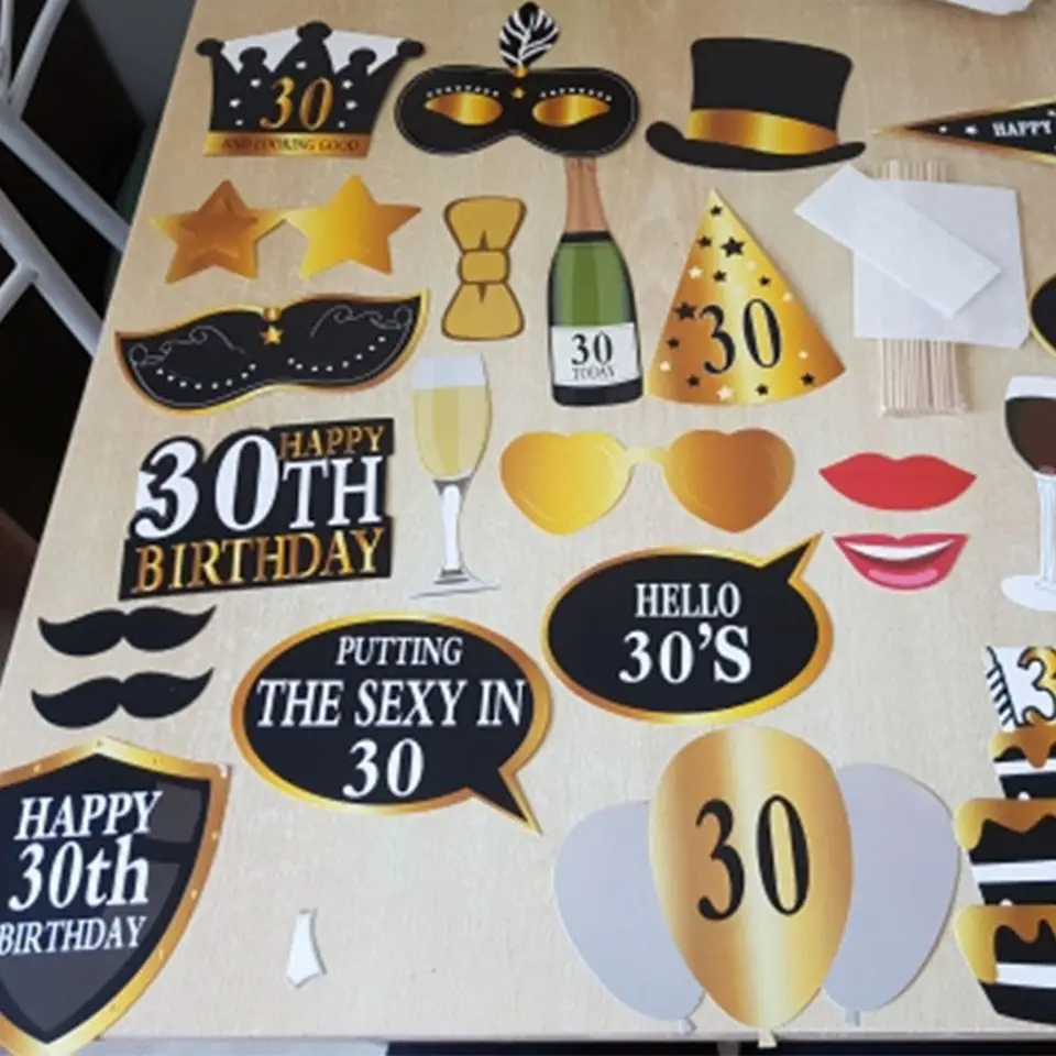 30 40 50 60 Anni Compleanno Photo Booth Puntelli Uomini adulti Donne Festa di compleanno PhotoBooth Puntelli Cornice Anniversario Decor Supplies  15