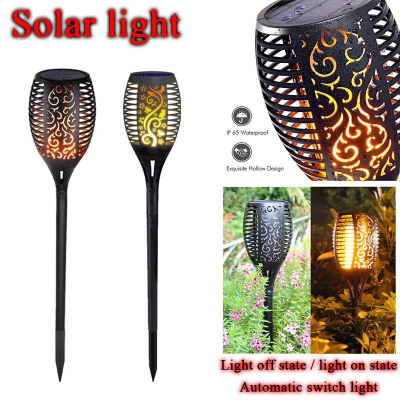 

Large 12-96LED Solar Flame Torch Lights Flickering Light Waterproof Garden Decoration Outdoor Lawn Path Yard Patio Floor Lamps