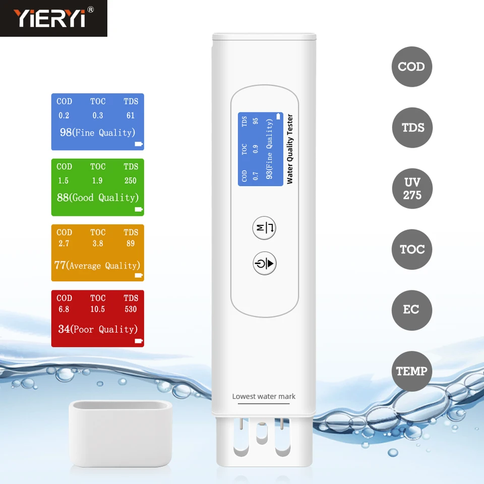 Fdit Compteur EC d'eau Testeur de qualité de l'eau 6 en 1 WiFi Online