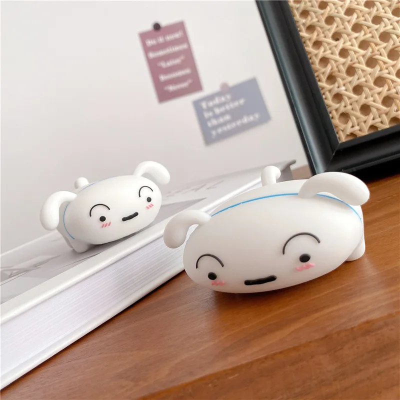 Anime Shinchan Airpods Pro 2nd Generation Case Cute 3D White Dog Earphone Airpods Pro 2 Silicone Case