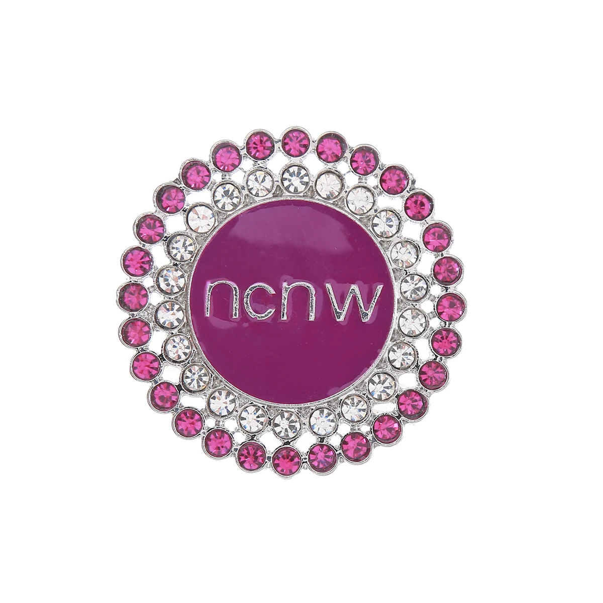 

Circle Bling Diamond Purple Social Letters NCNW Sorority Brooch National Women Rock Pin Life Member Jewelry