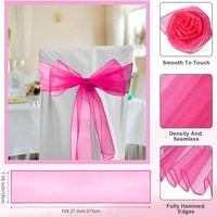 New 100-10PCS Organza Chair Sashes Knot Bands Chair Bows for For Wedding Party Banquet Event Country Wedding Chair Decoration 5