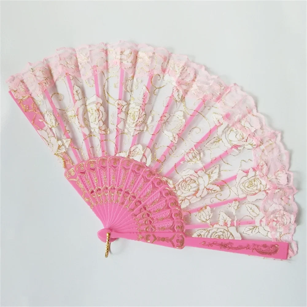 Éventail De Danse Espagnol Double Face En Soie - Motif Floral Pliable - Pour Scène, Fête, Mariage Et Célébrations - 8