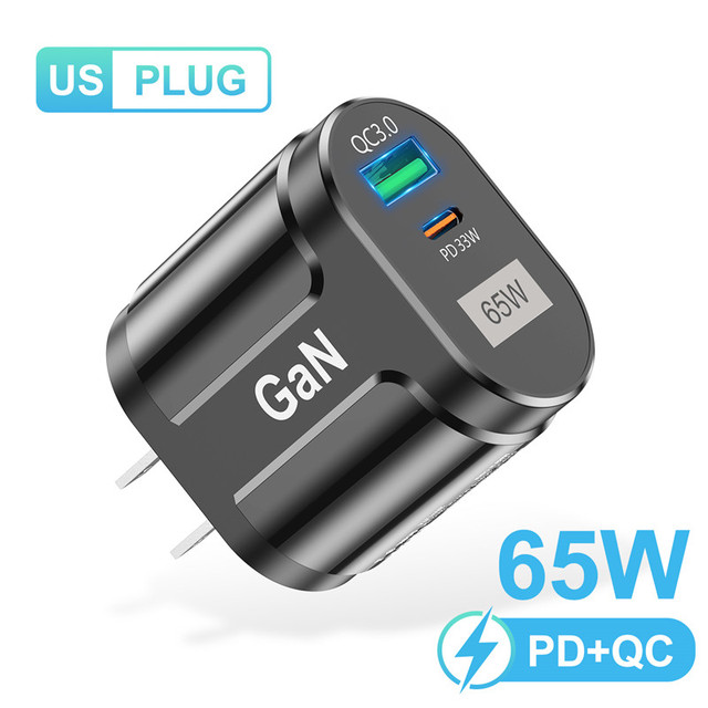 USB C Charger 65W GaN Type C PD QC 3.0 Fast Charging For iPhone 13 12 11 Max Pro XS 8 Plus For iPad Pro Air iPad MacBook