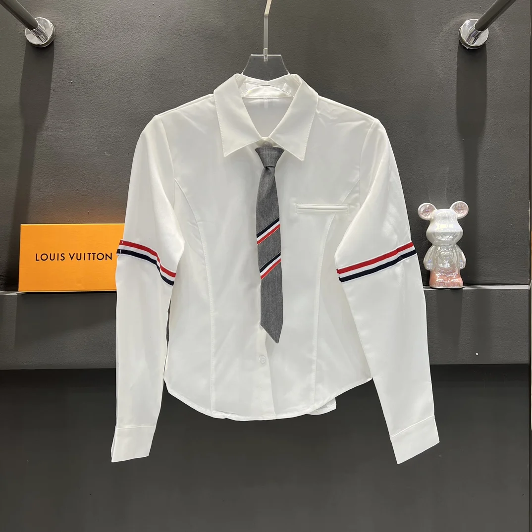 

Футболка женская с длинным рукавом, приталенная рубашка в школьном стиле, дизайнерская блузка Jk, французский стиль, лето