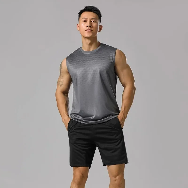 Sports Men Summer Vest Running Sportswear Quick-drying Gym Fitness Clothes Badminton Clothes Casual Sleeveless T-shorts Tops 3