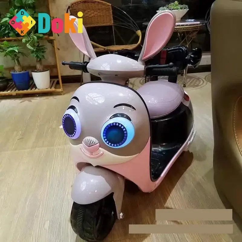 Doki Toy The New Baby Rabbit Children Electric Motorcycle Battery Male Girl Can Mount Buggies Toys Bring The Barriers