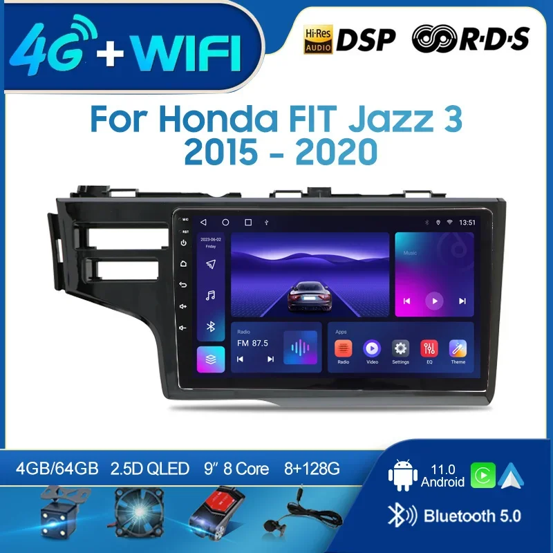 

QSZN For Honda FIT Jazz 3 2015-2020 LHD 2 din Android 12.0 Car Radio Multimedia Video Player GPS Navigation 4G Carplay Head unit