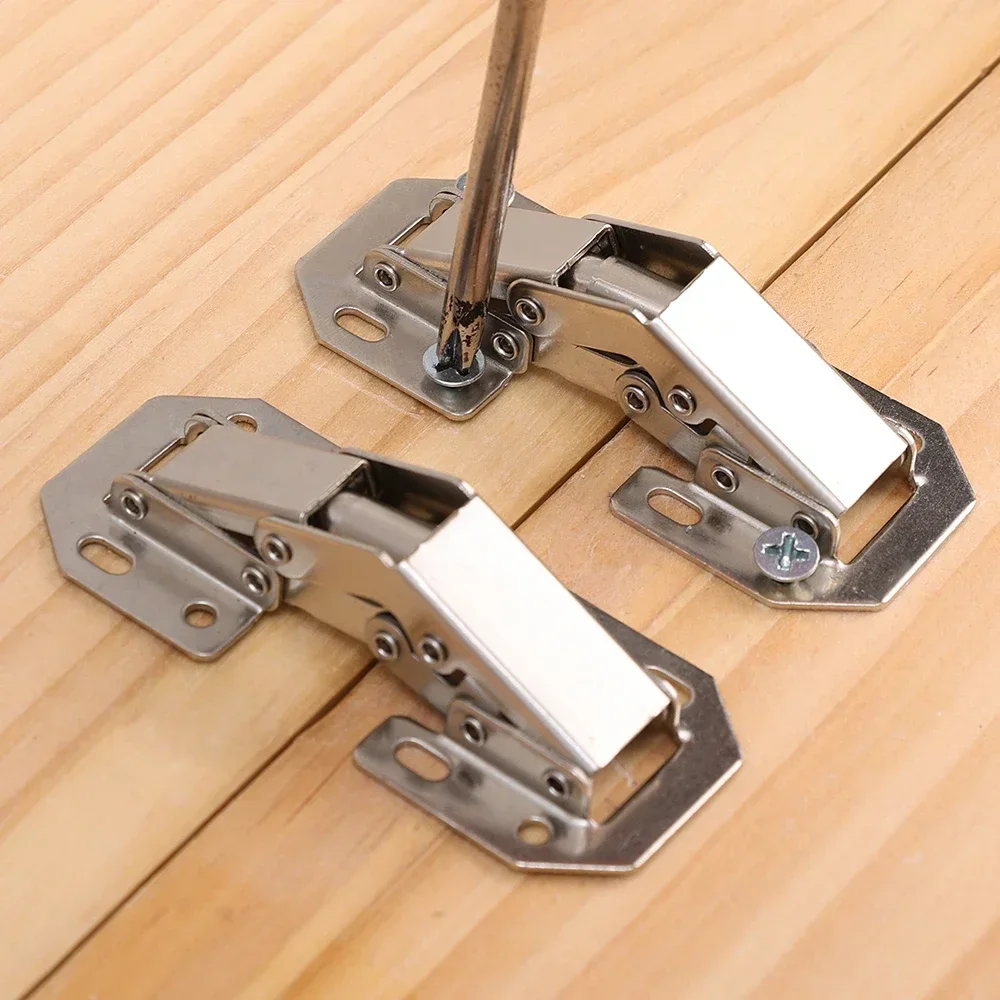 Stainless Steel Cabinet Hinges 90 Degree No-Drilling Soft Close 12-2PCS